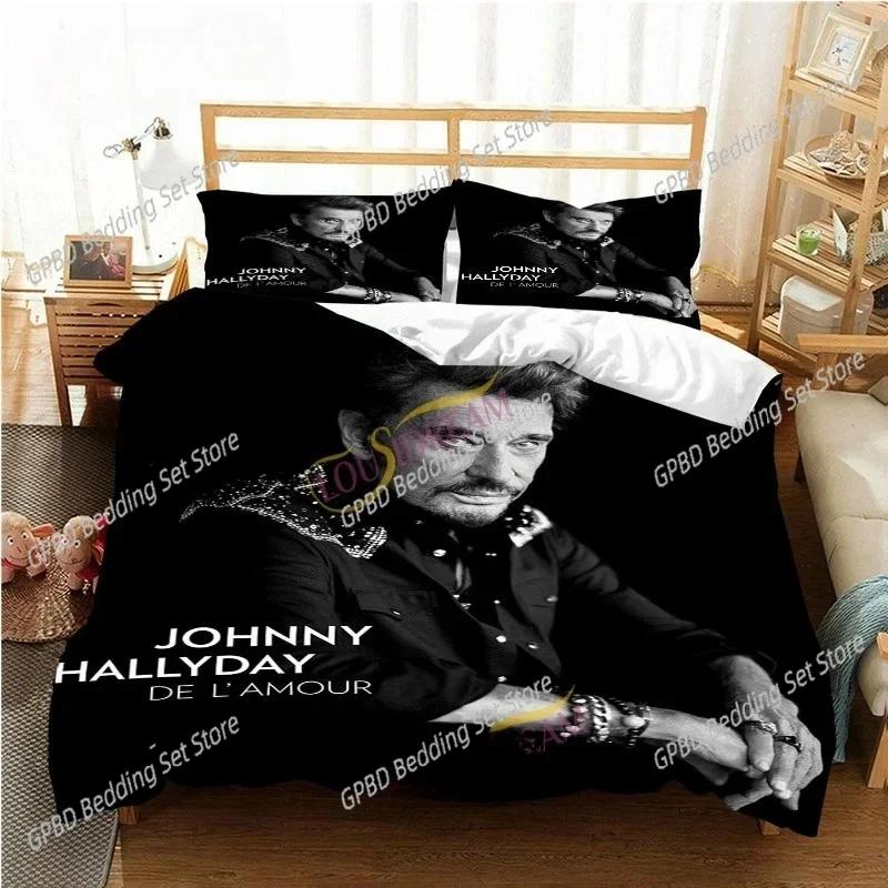 Франция Рок-певец J-Johnny H-Hallyday 3D НОВЫЙ Пододеяльник Наволочка Комплект постельного белья Взрослый Мальчик Девочка Украшение спальни Односпальный Двуспальный