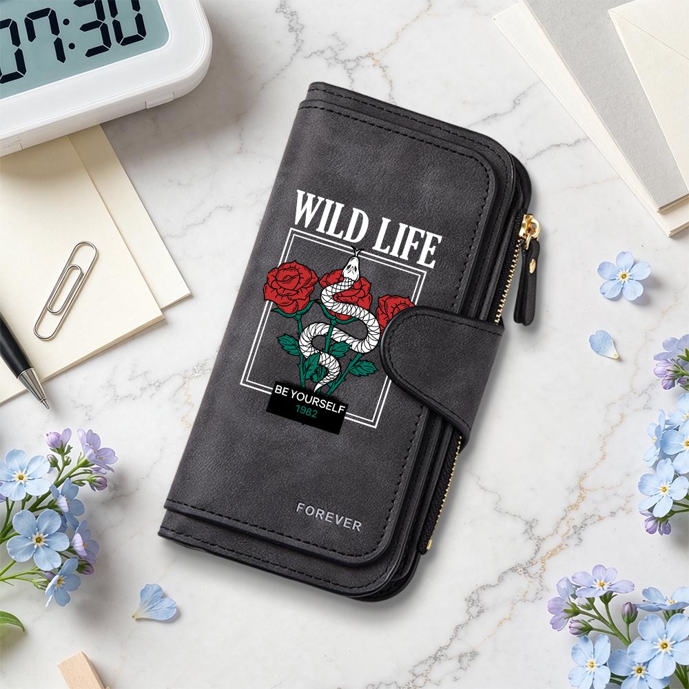 WILD LIFE Printed Long Wallet Fashion Portable Card Holder Multi Slot Purse