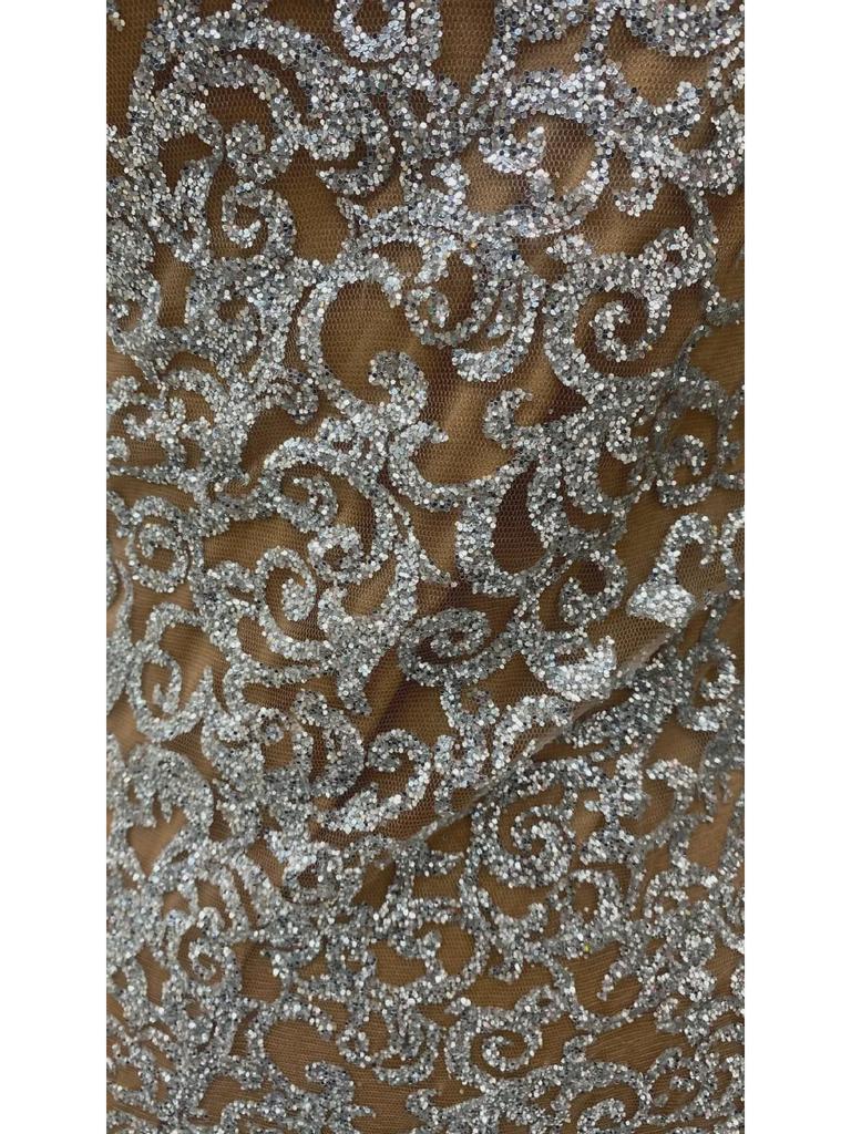 2025 Европейско-американская весна золото штамповка тонкий длинный рукав сексуальное вечернее платье для женщин