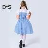 Girl's Blue Gingham Dress Kansas Girl Halloween Fancy Party Dress-up Costume Fairytale Musical Movie Character Cosplay Outfit for Kids