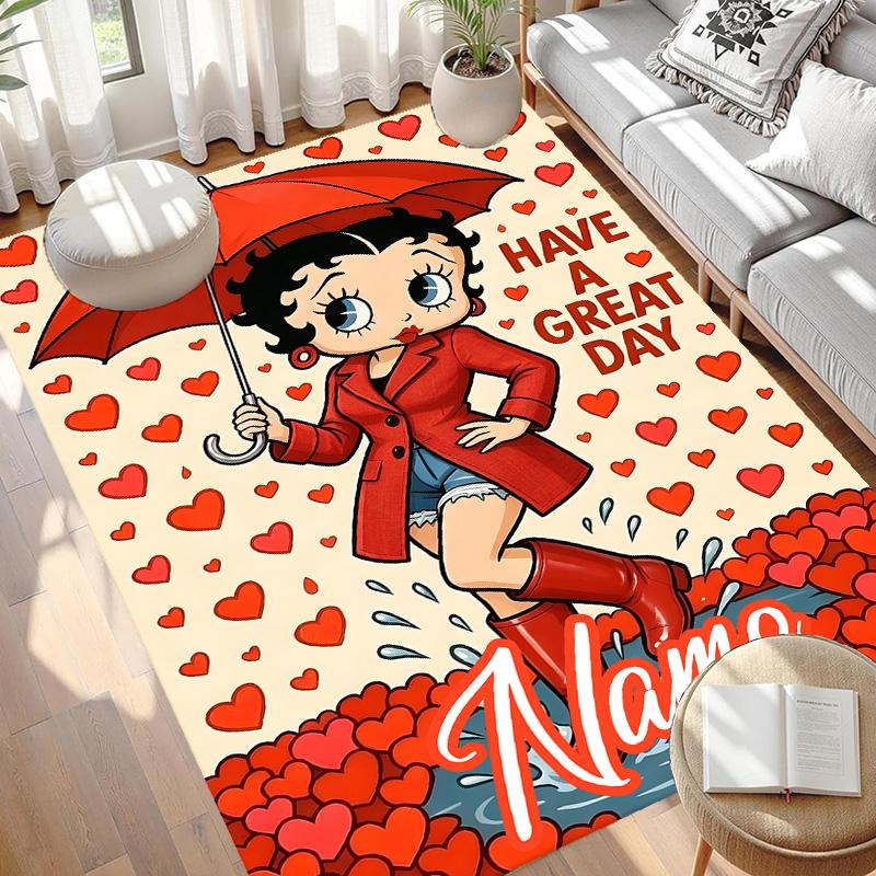 Custom Name Personalized Betty Boop Print Carpet, Versatile Home Decor Rug, for Playroom, Apartment, Balcony, Entryway, Hallway Gift
