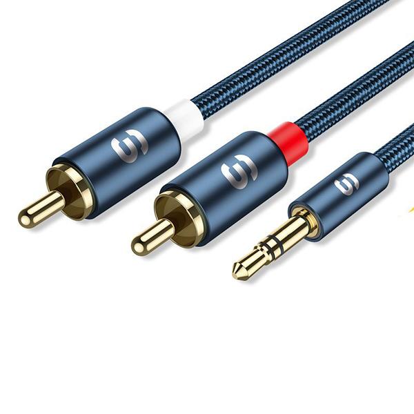Essager RCA Cable 3.5mm Jack To 2 RCA Aux Audio Cable 3.5 Mm To 2RCA Male Adapter Splitter for TV Box Apple Tv Speaker Wire Cord