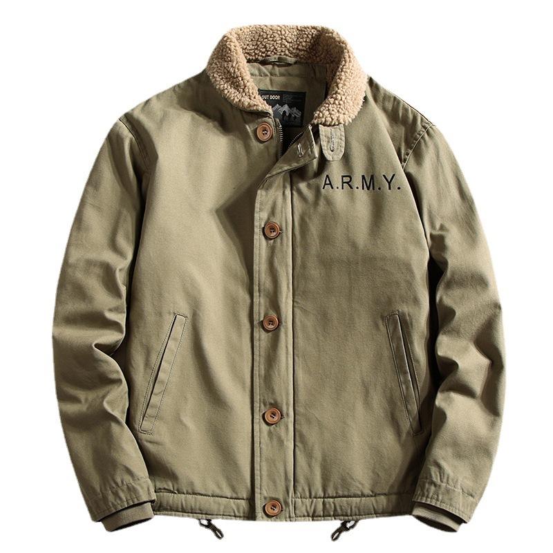 Winter Pilot Jacket Men's Padded Jacket Lapel Tooling Jacket Piled and Thickened Military Padded Jacket