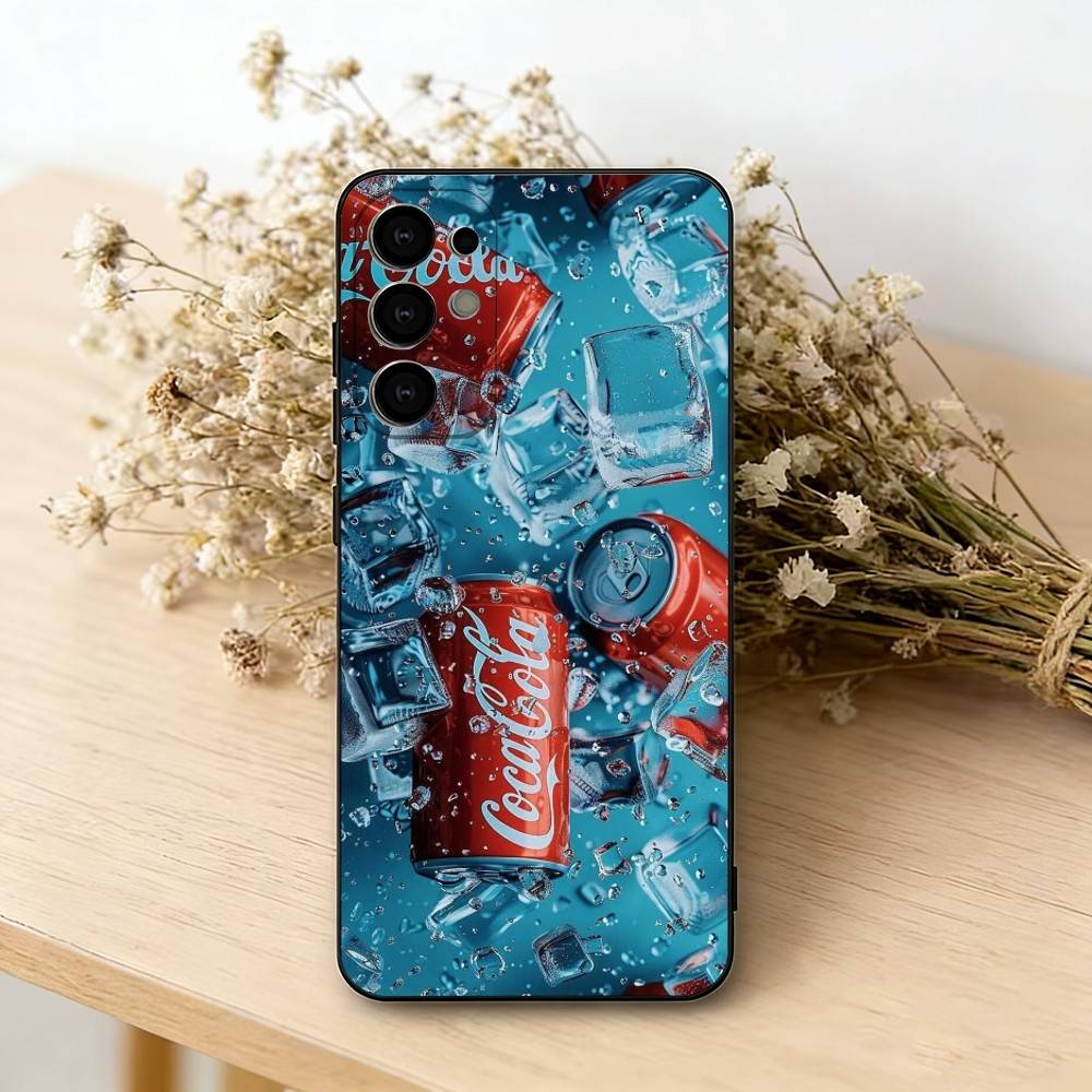 CocaS-S Модный Чехол для Телефона C-Cola Черный Силикон Мягкий Для Samsung S25,S24,S21,S22,S23,S30,Ultra,S20,Plus,Fe,Lite