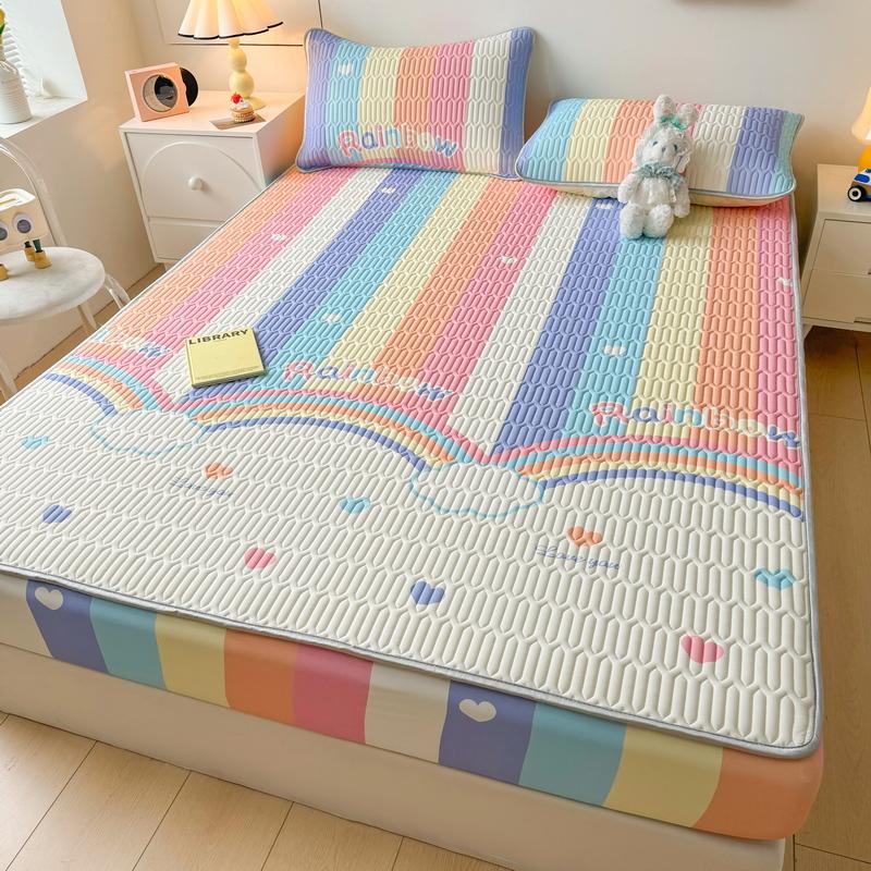 1 шт. латексный толстый стеганый наматрасник, летний дышащий крутой противоскользящий простынь на подкладке, милый чехол на кровать, наволочка в комплект не входит