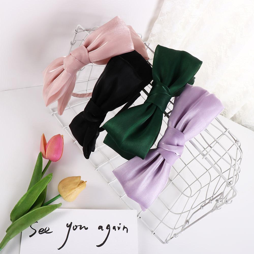 Headress Mesh Barrette Women Headband Bright Silk Hairband Bow Hair Hoop Korean Style Hairband