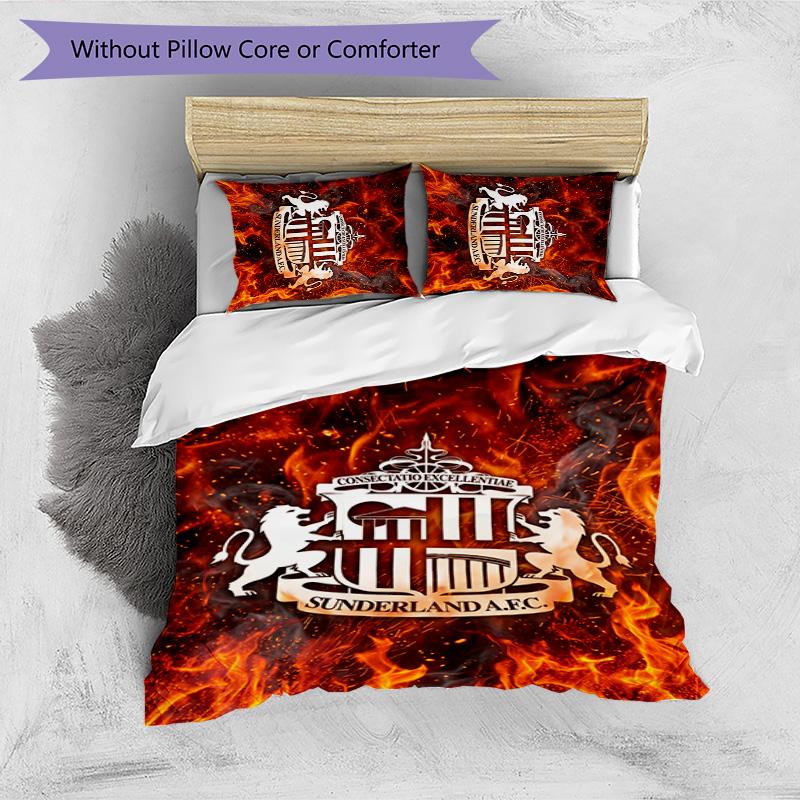 Sunderland Football Printed 3 Pieces Bedding Set, Comfortable Skin Friendly Bedroom Duvet Cover Set
