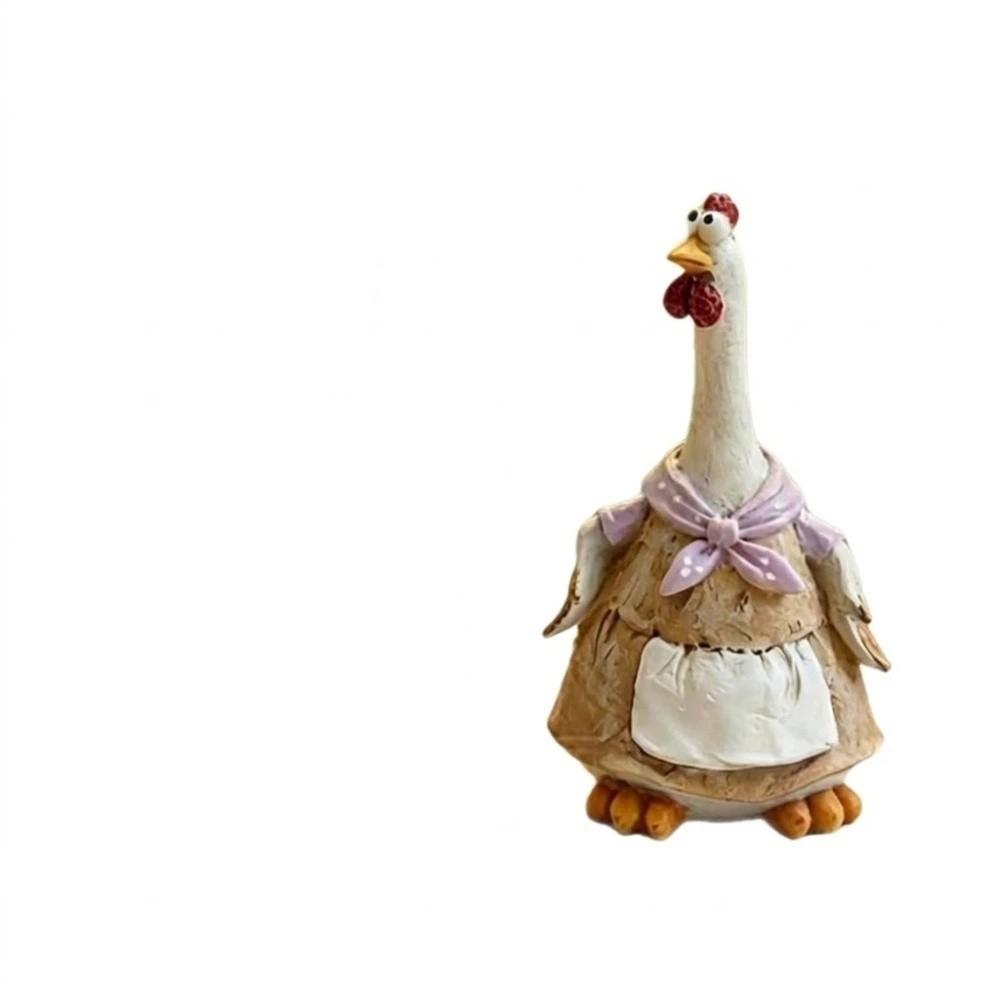 Cute Rooster Statue Cartoon Animal Shaped Garden Ornament Home Gift Chicken Sculpture Indoor Decor