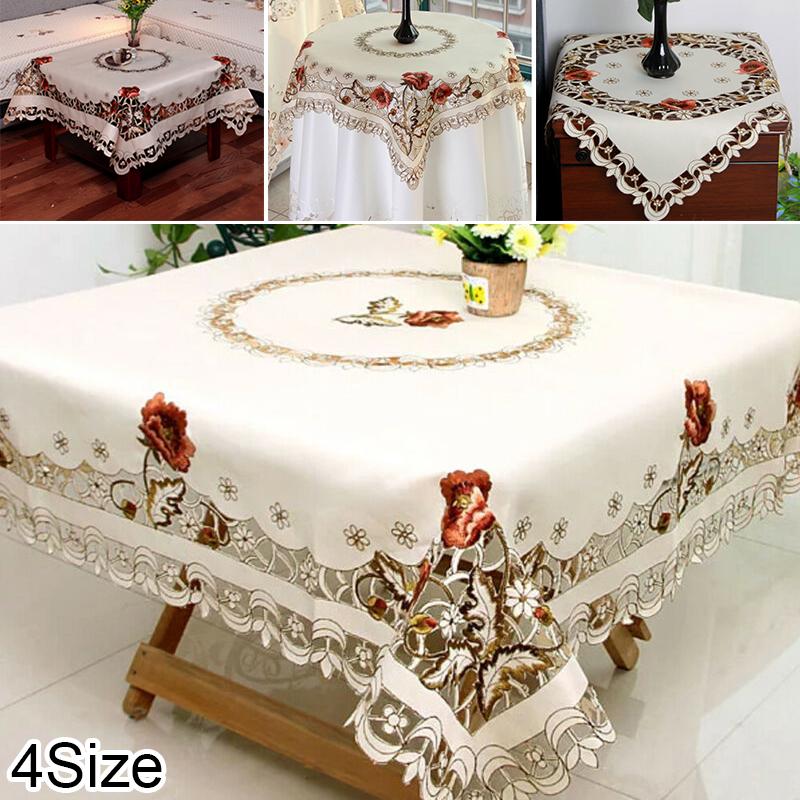 Rural Vintage Embroidered Tablecloth Floral Lace Table Cloth Cover Wedding Decor