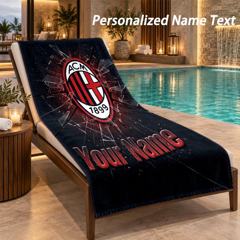 Пляжное полотенце с принтом AC Milan и индивидуальным текстом, большое полотенце для дома, ванной комнаты, пляжа