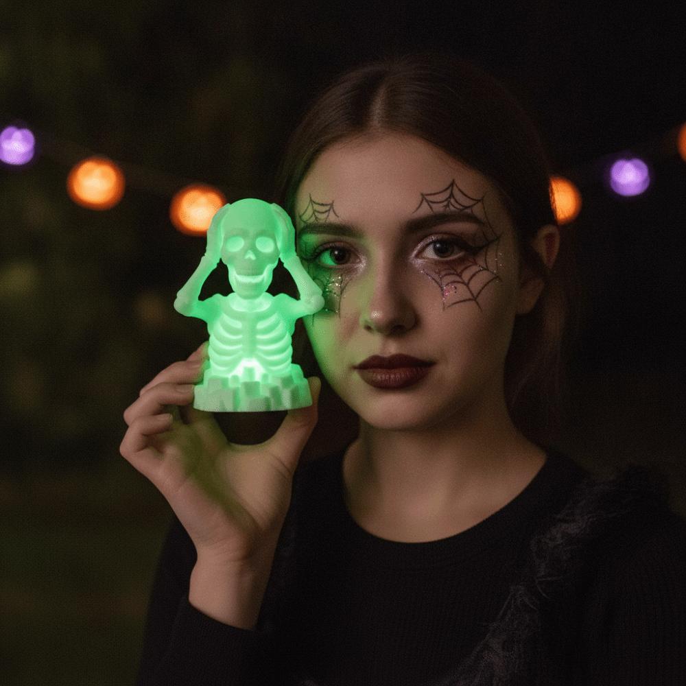 Creative 3D Printed Skull Novelty Glow Miniature Sculpture Luminous Tabletop Statue Nightstand
