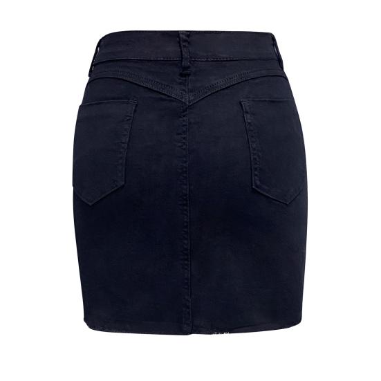 Женская джинсовая юбка с высокой талией, пуговицами и карманами, дизайн на бедрах