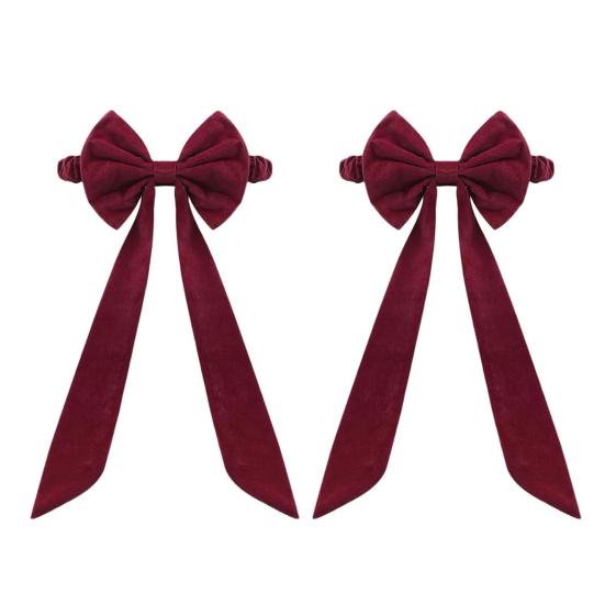 Рождественские бархатные банты на стулья 11,8" x 29,5" Бургундские банты для стульев с завязками сзади для Рождественского банкета, Свадьбы, Вечеринки по случаю дня рождения, Украшения для столовой