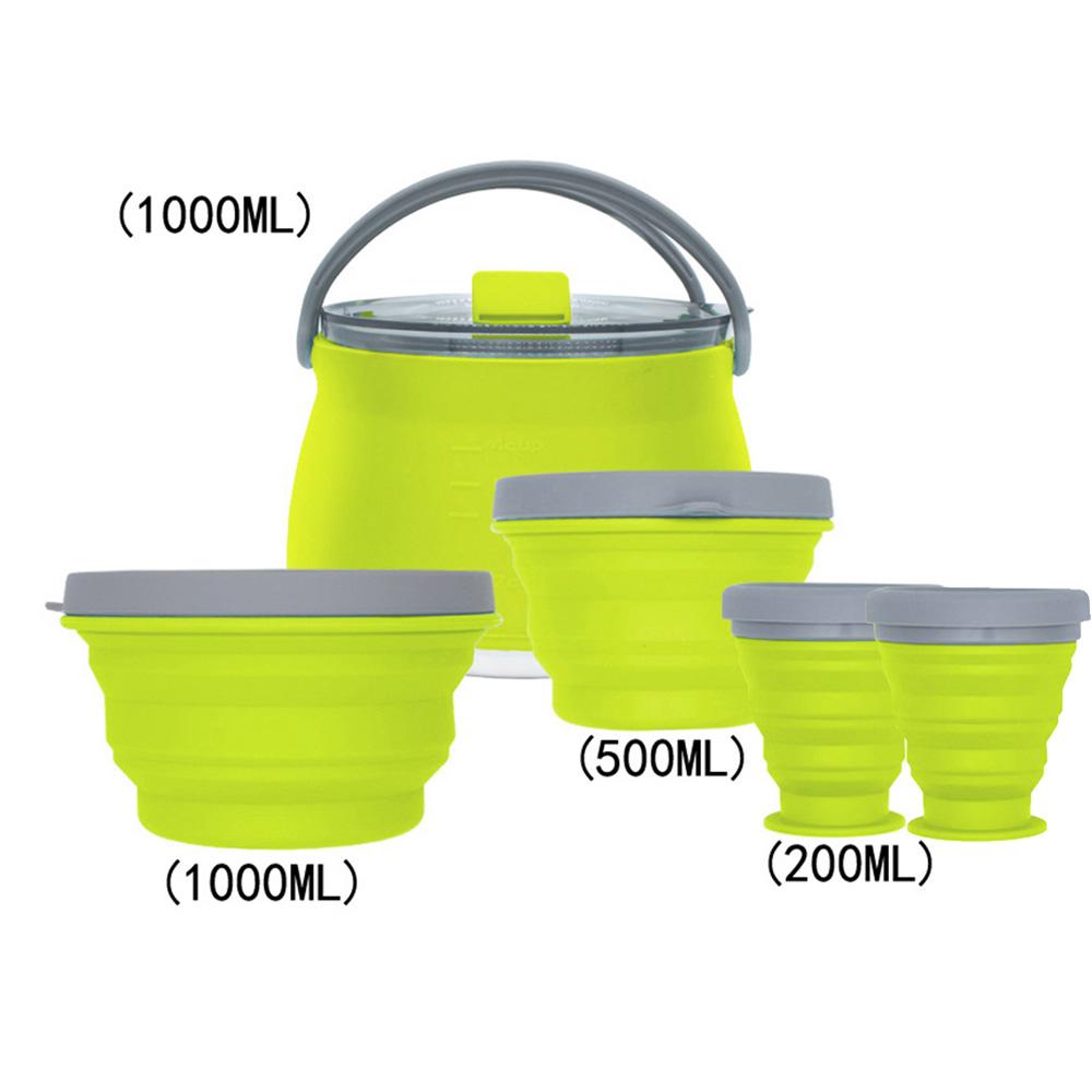 3/4/5 шт. Силиконовый складной чайник для кемпинга, кипящая вода, герметичная чашка для чая, кофе, кружка, посуда для отдыха на открытом воздухе, термостойкая.