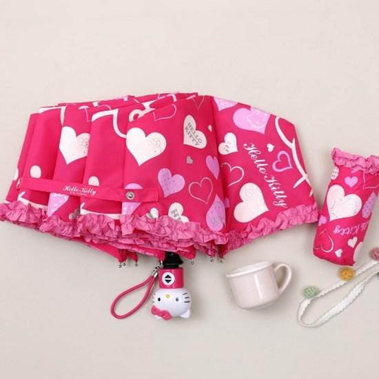 Hello Kitty Heart Frill 3-stage Automatic Umbrella, a Popular Character In Korea
