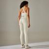Бесшовный вязаный однотонный комплект для йоги с перекрещенной спиной, облегающий, для спорта, бега и фитнеса, брюки длиной до щиколотки