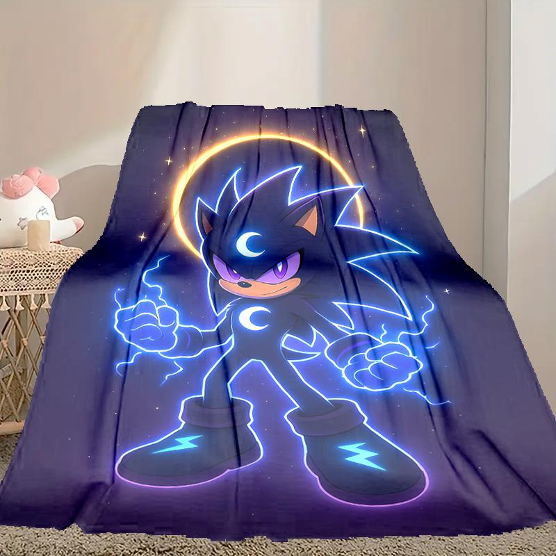 1pc SONIC Blanket, Home Printed Throw Blanket - Soft Blanket Gift for Family, Washable Sofa Bed Blanket