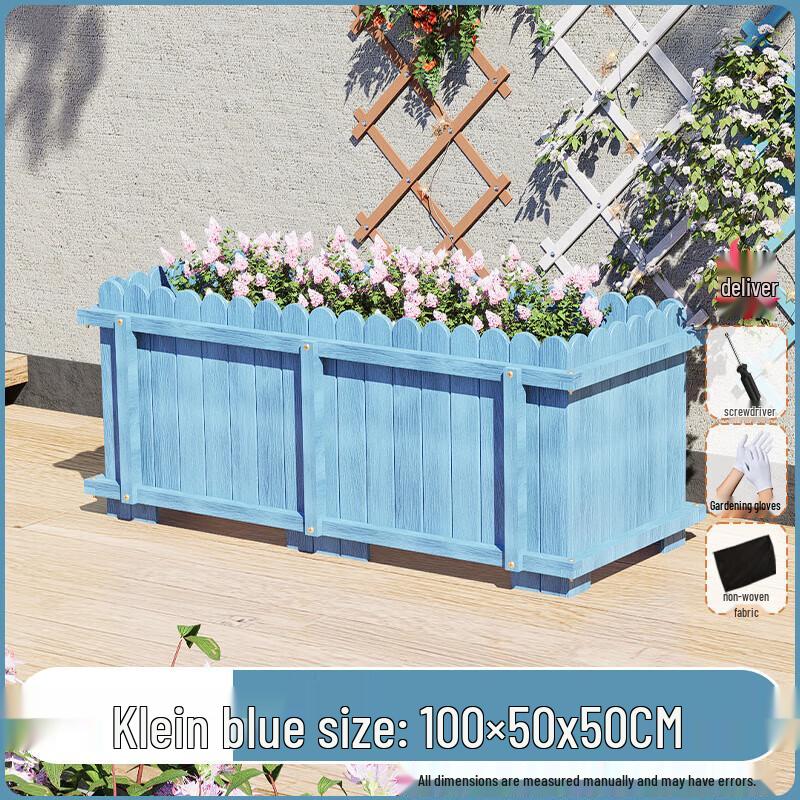 Outdoor Carbonized Solid Wood Planter Box