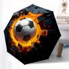 Breaking Through: Soccer Ball Impact Print Design Umbrella, Cute Umbrella with Cute Design, Portable 3-Fold Compact Umbrella for Men & Women, Valentin
