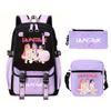 Animation Cartoon Peripheral Printing Trend Lightweight Shoulder Backpack, Primary And Secondary School Student Leisure Schoolbag Three-Piece Set