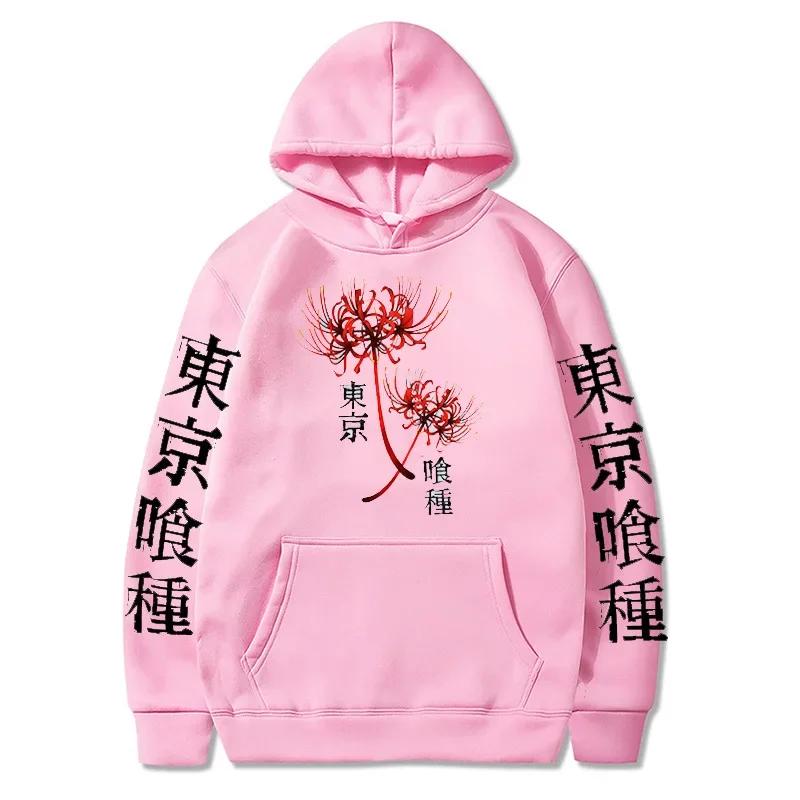 Autumn New Anime Ghoul Spider Lily Printed Top Men's and Women's Large Hooded Sportswear Harajuku Streetwear Neutral Hoodie