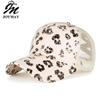 Women's Leopard Print Mesh Ponytail Baseball Cap - Duckbill Sun Hat for Spring/Summer