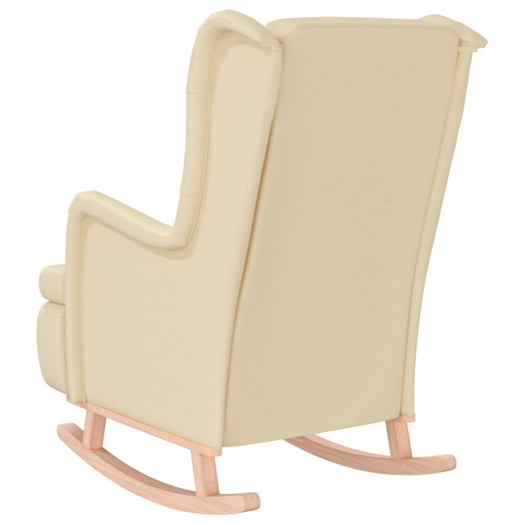 Rocking Armchair with Rubberwood Legs Cream Fabric