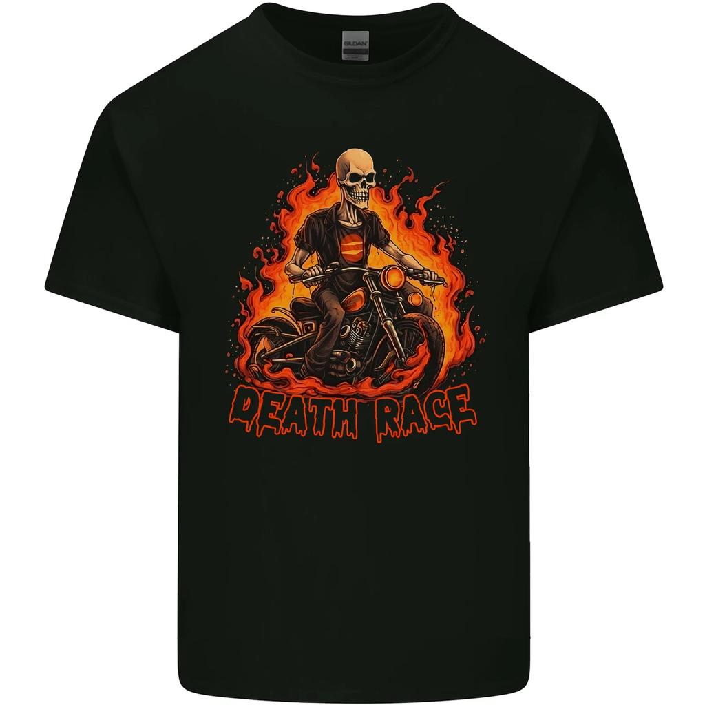 Death Race Biker Skull Motorbike Motorcycle Kids T-Shirt Childrens