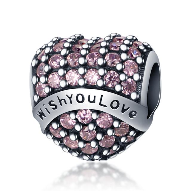 Heart Shape 925 Silver Family Lover Affection Pendant Charm Beads Fit Woman's Cute Bracelet DIY Jewelry For Women