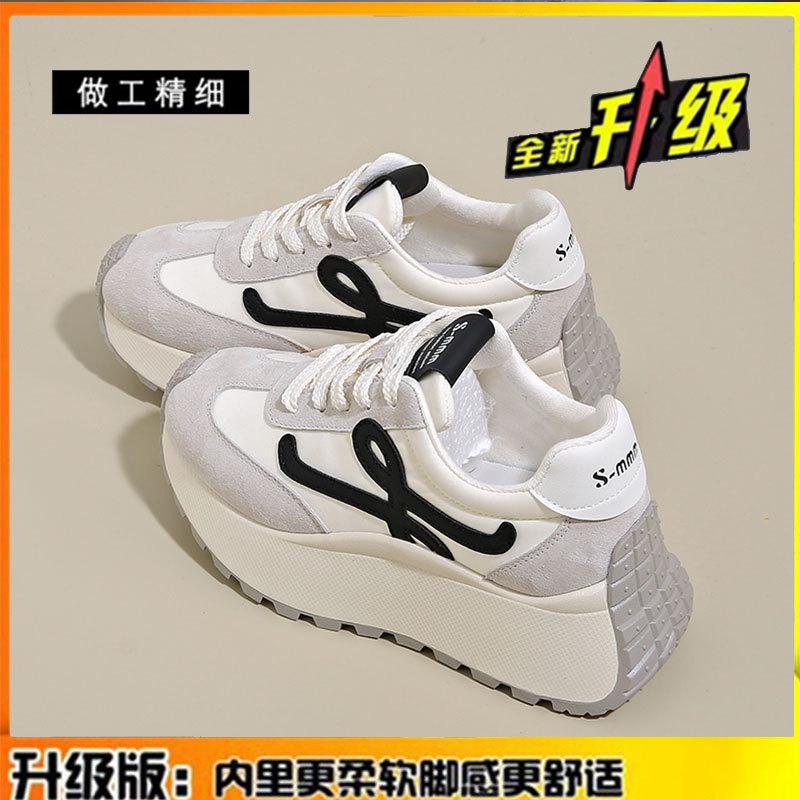 Кожаные туфли Forrest Gump с толстой подошвой и небольшими бубликами, женские, весна-лето 2025, новые повседневные спортивные туфли для пап, женская обувь