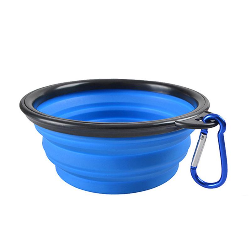 Folding Pet Silicone Dog Food Water Bowl Outdoor Travel Portable Dogs Feeder with Carabiner Puppy Food Container Dog Accessories