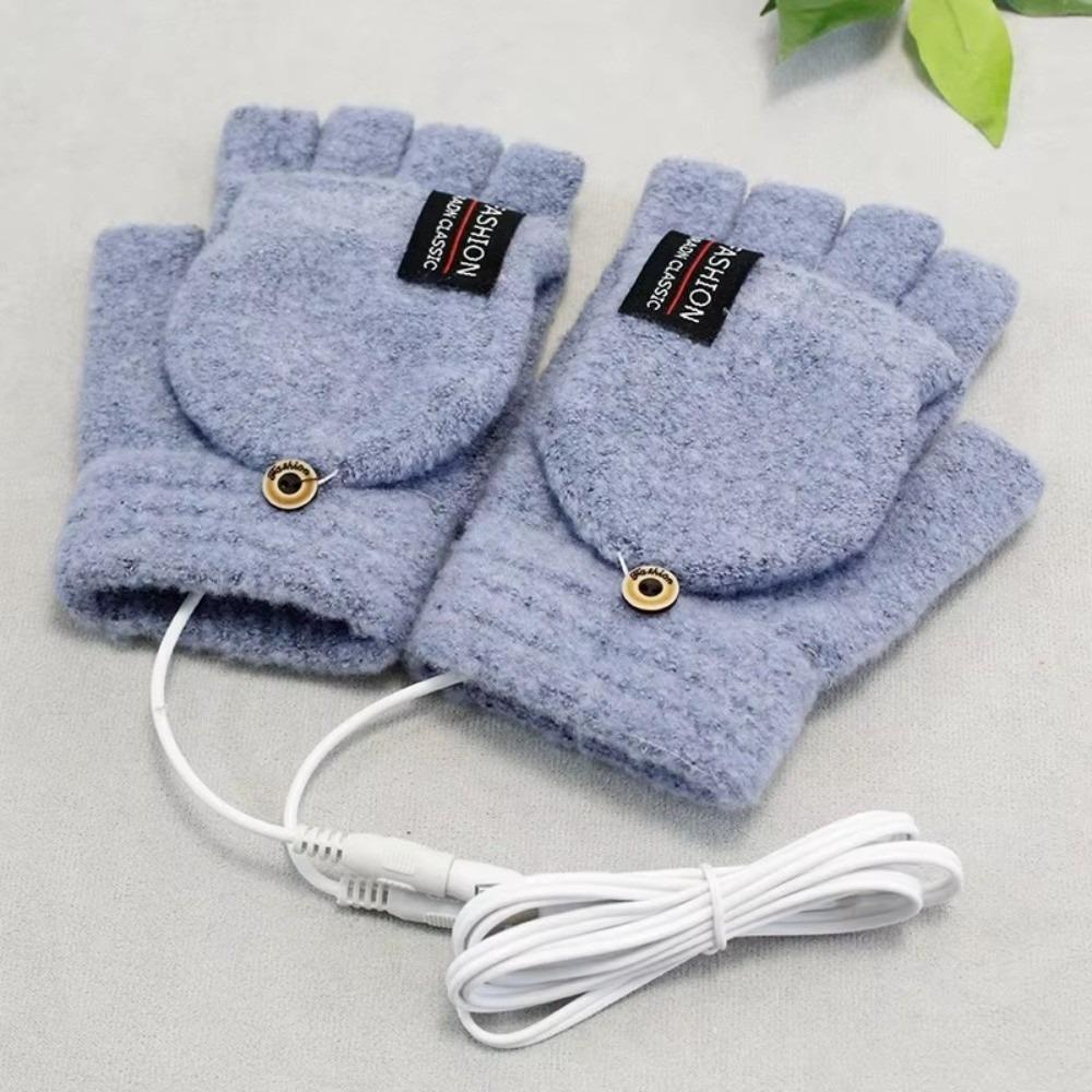 Унисекс USB Электрические Греющие Перчатки С Откидной Крышкой Сенсорный Экран Зимние Нагревающие Перчатки Сохраняют Тепло Вязаные Грелки Для Рук Для Улицы
