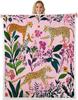 GUOYU Blanket Wild Cheetah Kids Throw BlanketLeopard Yellow Rose Floral Bed BlanketAnima Flower Heart Girls Boys Sofa DecorYellow Black