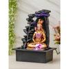 Золотисто-коричневый полирезиновый настольный 4-ступенчатый комнатный фонтан «Господь Шива» для домашнего декора со светодиодной подсветкой,