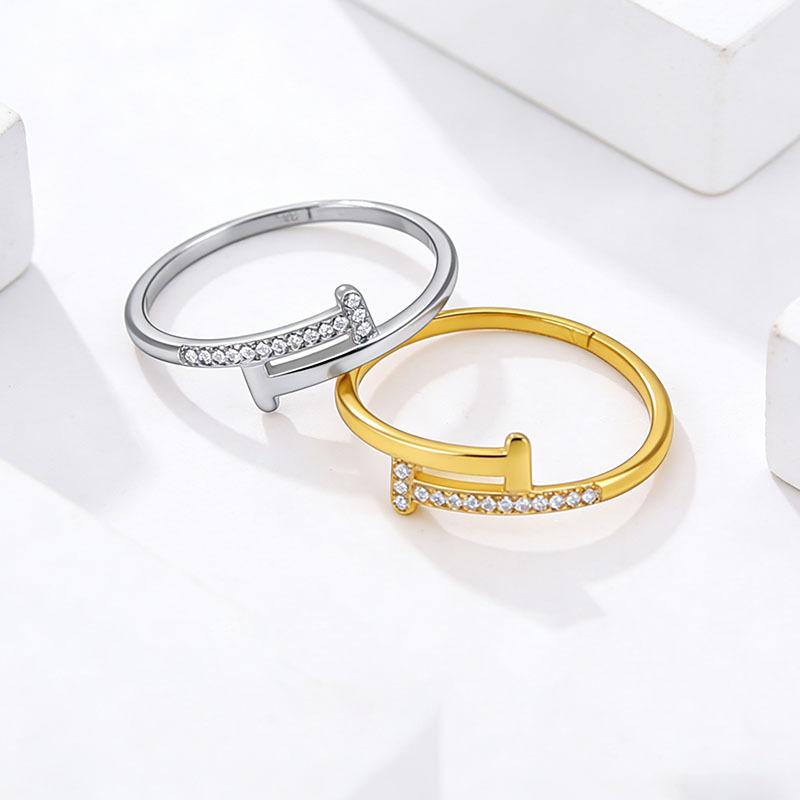 Fashionable and Light Luxury Double T Titanium Steel Ring Women's High-end Index Finger Ring Trendy Accessory