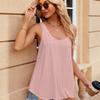 Женская футболка без рукавов с круглым вырезом, свободная, однотонная, с вырезом