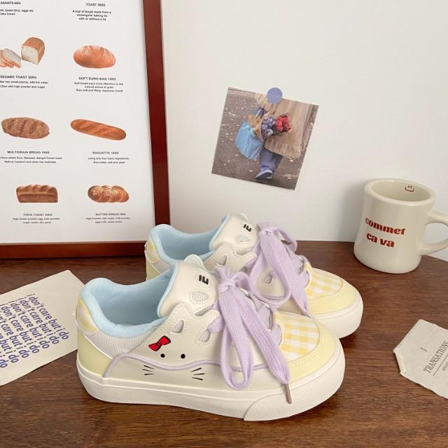 Platform Comfortable Board Shoes Women's 2025 Spring and Autumn New Cute Versatile Cat Little White Shoes Fashion Casual Women's Shoes Trend