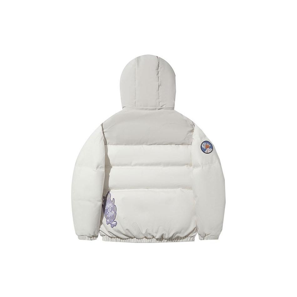 Li Ning Color Block Letter пуховик с капюшоном на молнии для мужчин Верхняя одежда Off-White AYMT047-2