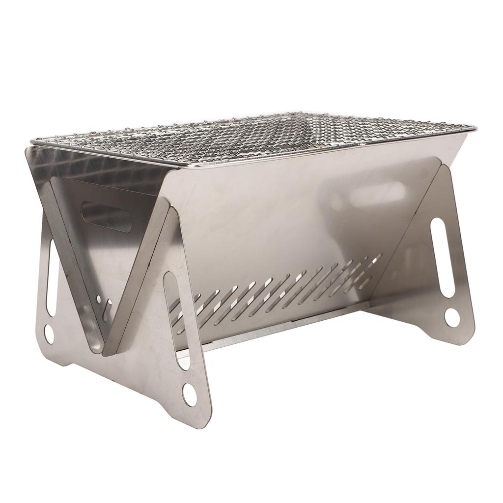 Folding BBQ Grill Heat Resistant Stainless Steel Collapsible Charcoal Grill Camping Grill with Ventilation Holes