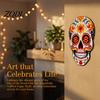 Floral Exotic Home Ornament Day of The Dead Sugar Skull Hanging Sign, Hand-Painted Mexican Calavera Wood Handcrafted Plaque Plaque, Tabletop
