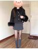Slightly Chubby Girls' Polka Dot Woolen Half-Length Skirt - 2025 Spring/Autumn Korean Style, Elegant Fit, Retro Hip-Hugging Design