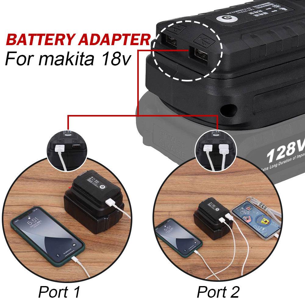 Dual USB Converter Adapter LED Working Light For Makita 18V Li-on Battery