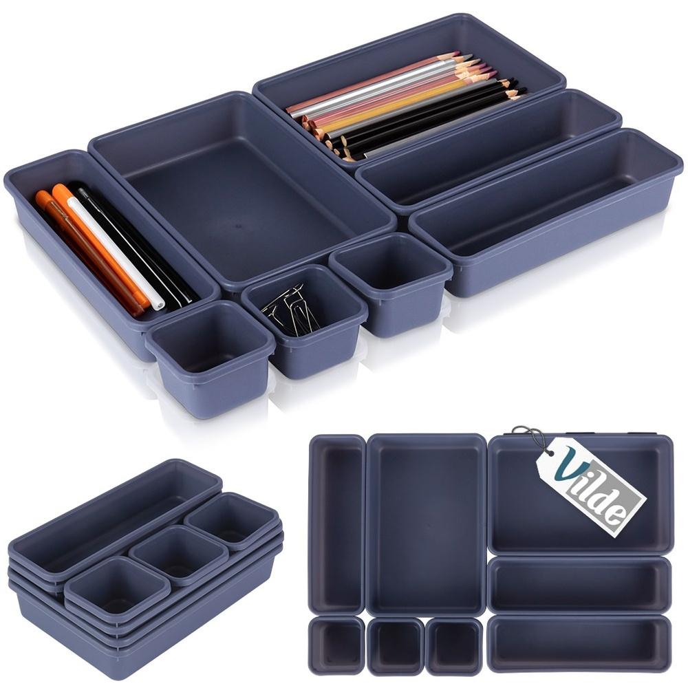 Graphite Modular Drawer Organizers 8-Pack