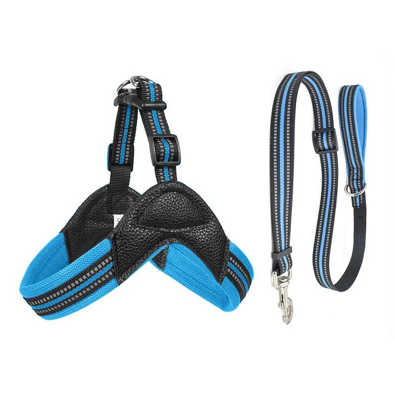 Nylon Breathable Dog Harness Reflective Dog Harness and Leash Set Pet Collar Leash for Dogs Small Medium Large Dog Chest Strap