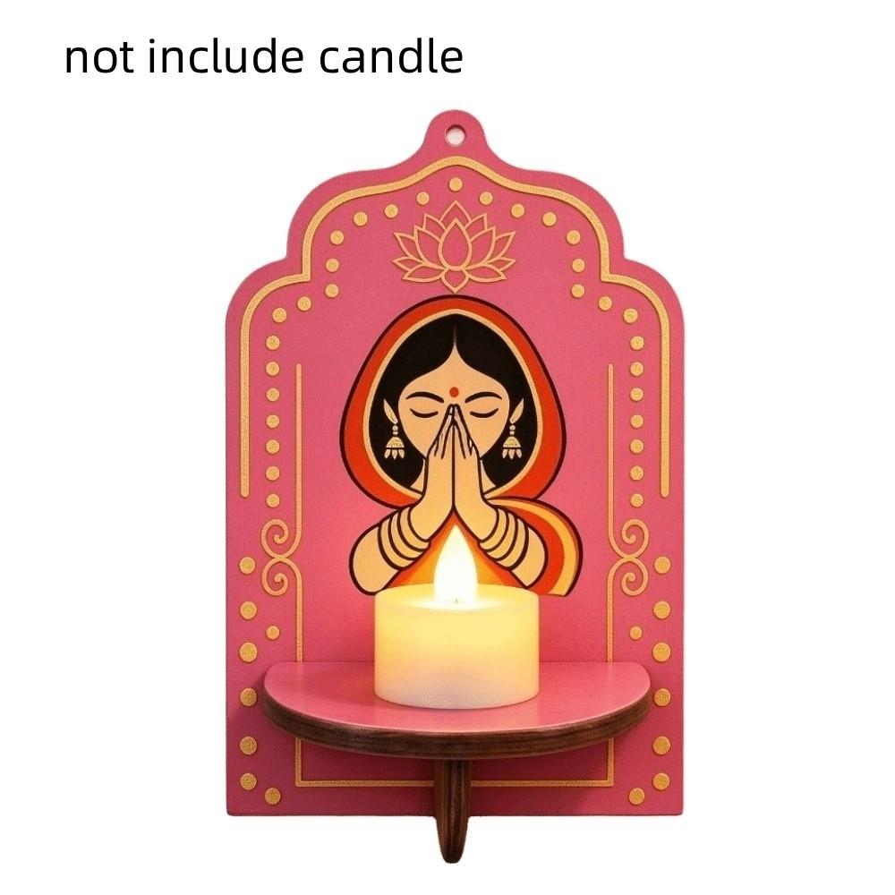 India Pray Girl Wall Storage Rack Lotus Flower Wall Display Stand Decorative Wall Decor Home