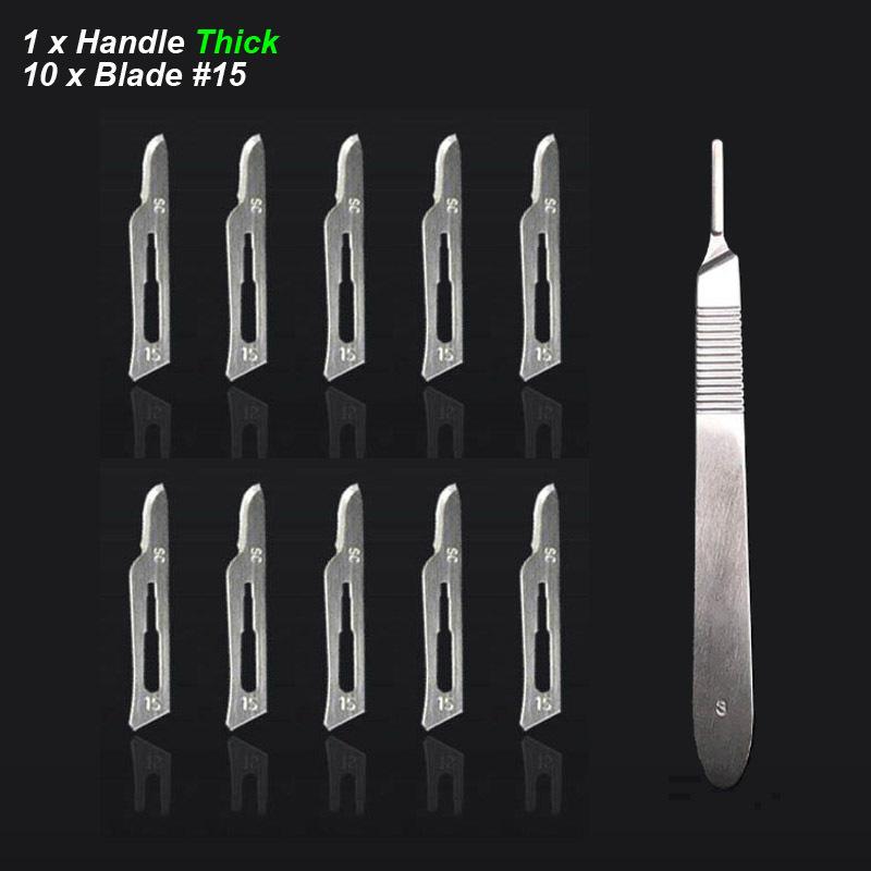 Scalpel Blades Handle Thick Long Carbon Steel Carving Metal Office Surgical Stationery Medical Cutter Knife Number 10 11 12 15
