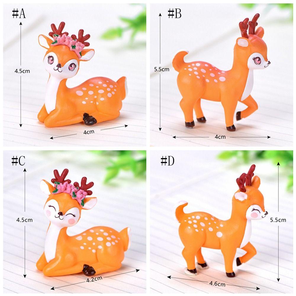 Plastic Cartoon Sika Deer Figurine Delicate Animal Statue Mini Cartoon Sika Deer Ornament  Outdoor