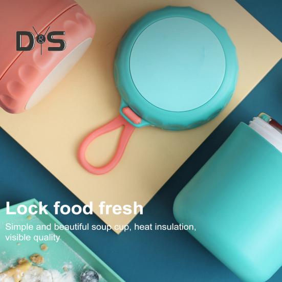 Термосахарница для супа для детей 401-500 мл, изолированный пищевой контейнер из нержавеющей стали, герметичный, с широким горлом, вакуумный стакан для обеда с ручкой для горячей и холодной пищи