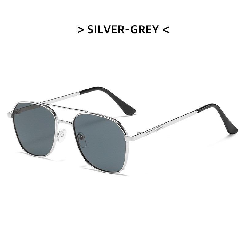 Квадратные солнцезащитные очки в металлической оправе Шикарная защита от УФ-лучей Солнцезащитные очки с двойной перекладиной Модные очки с квадратными линзами Металлические солнцезащитные очки
