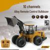 Children's Remote Control Alloy Bulldozer Toy - Drop-Resistant Electric Loader for Kids
